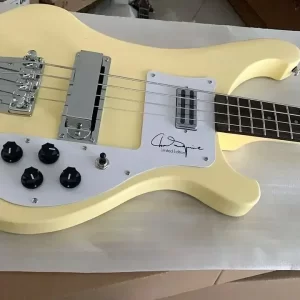in stock neck thru body 4001 4003 chris squire signature cream 4 strings electric bass guitar rosewood fingerboard & dot inlay
