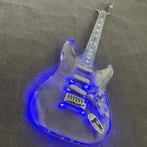 acrylic electric guitar, led light, metal color professional quality assurance