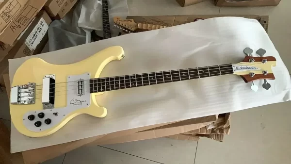 in stock neck thru body 4001 4003 chris squire signature cream 4 strings electric bass guitar rosewood fingerboard & dot inlay