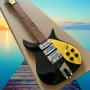 in stock, rickenbacker 325 black electric guitar, gold protective plate, wholesale and retail.