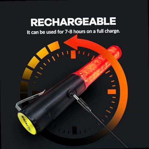 10 inch rechargeable traffic wand red traffic control baton with white led on top multifunction air marshalling wand with 3 flashing modes for airport parking car directing