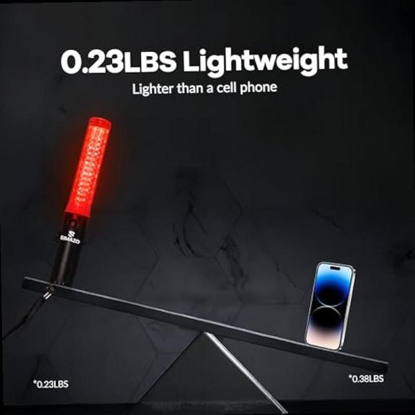 10 inch rechargeable traffic wand red traffic control baton with white led on top multifunction air marshalling wand with 3 flashing modes for airport parking car directing
