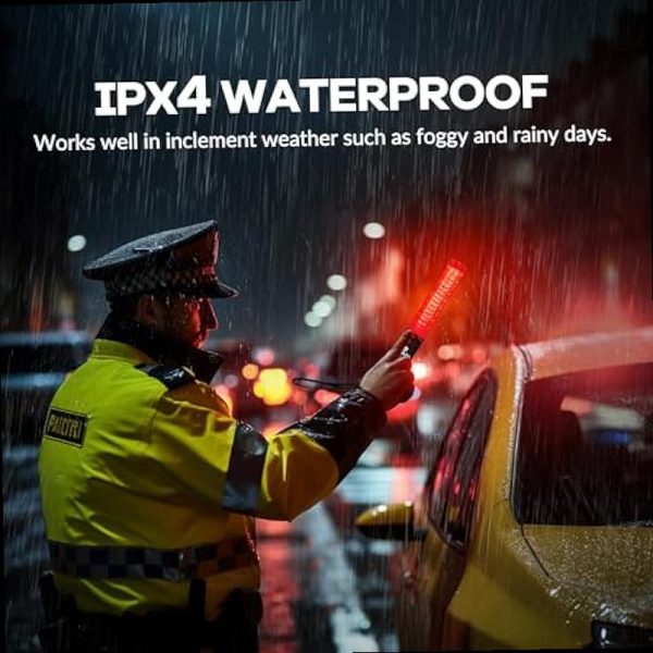 10 inch rechargeable traffic wand red traffic control baton with white led on top multifunction air marshalling wand with 3 flashing modes for airport parking car directing