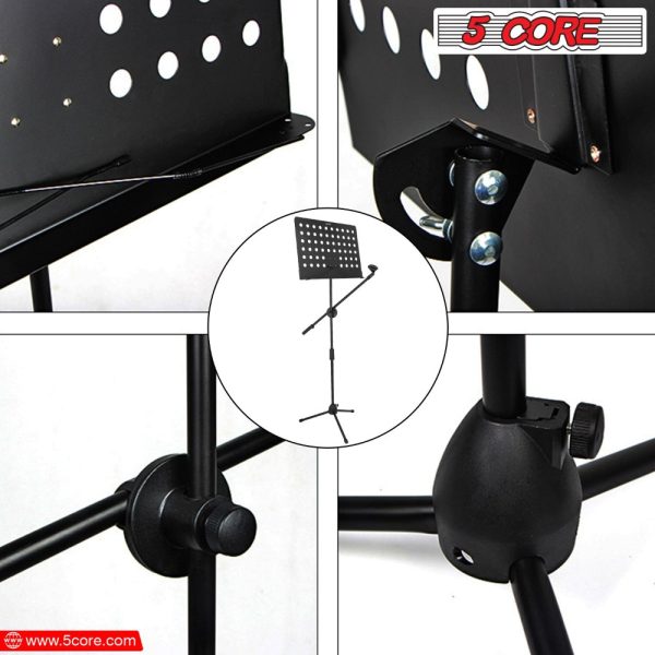 music stand 2 in 1 professional portable sheet music stand with detachable microphone stand, 21.6' 63' adjustable dual use music book stand & projector stand, super sturdy heavy duty mus mh