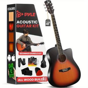 steel string acoustic guitar kit 4 4 full size cutaway all wood guitarra acustica with premium accessory set and upgraded gig bag 41 34 sunburst teardrop matte