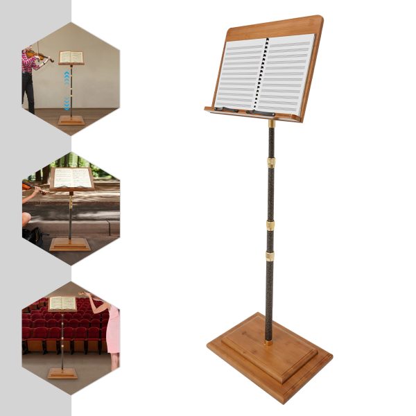lightweight music stand: adjustable 27.56 59.06inch carbon fiber music stand, sheet music stands, high quality, suitable for schools, recording studios, lectures, conferences, auditoriums, orchestras, choirs, and classrooms, bamboo, log color