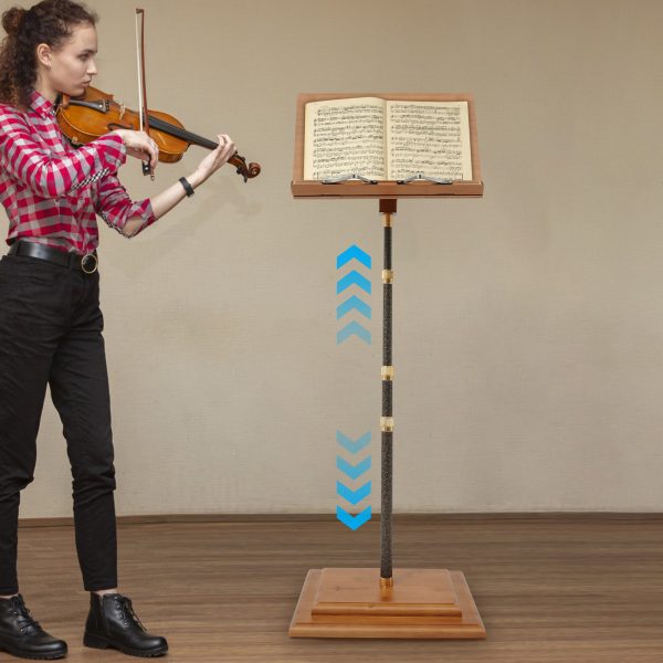 lightweight music stand: adjustable 27.56 59.06inch carbon fiber music stand, sheet music stands, high quality, suitable for schools, recording studios, lectures, conferences, auditoriums, orchestras, choirs, and classrooms, bamboo, log color