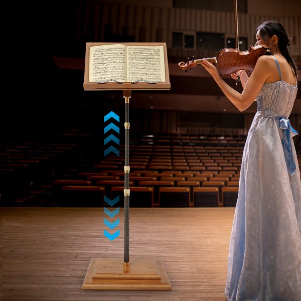 lightweight music stand: adjustable 27.56 59.06inch carbon fiber music stand, sheet music stands, high quality, suitable for schools, recording studios, lectures, conferences, auditoriums, orchestras, choirs, and classrooms, bamboo, log color