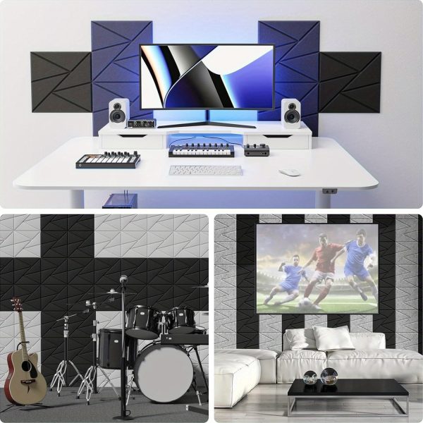 12 acoustic panels with self, 12"x 12"x 0. 4"sound proof foam panels, sound panels high density, soundproof wall panels for home studio office dark blue