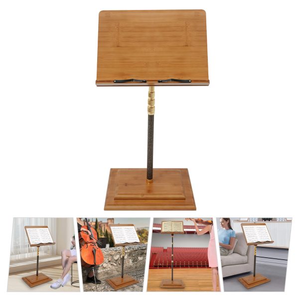 lightweight music stand: adjustable 27.56 59.06inch carbon fiber music stand, sheet music stands, high quality, suitable for schools, recording studios, lectures, conferences, auditoriums, orchestras, choirs, and classrooms, bamboo, log color