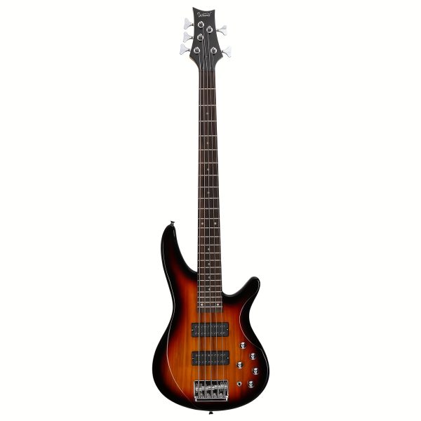 44 inch gib 5 string h h pickup laurel wood fingerboard electric bass guitar with bag and other accessories black