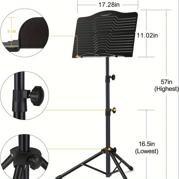 donner sheet music stand with light, dms 1 portable metal music stand, tabletop music book stand for guitar, ukulele, violin players