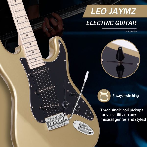 leo jaymz 39 inch full size electric guitar kit electric guitar beginner kits 20w amplifier, digital tuner, carring bag, shoulder strap, connecting cable