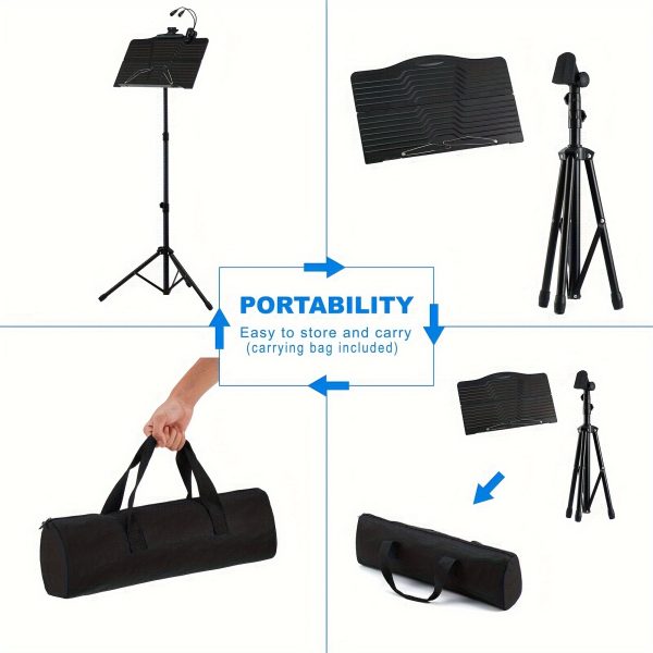 donner sheet music stand with light, dms 1 portable metal music stand, tabletop music book stand for guitar, ukulele, violin players
