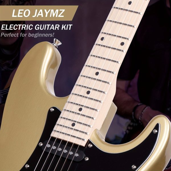 leo jaymz 39 inch full size electric guitar kit electric guitar beginner kits 20w amplifier, digital tuner, carring bag, shoulder strap, connecting cable