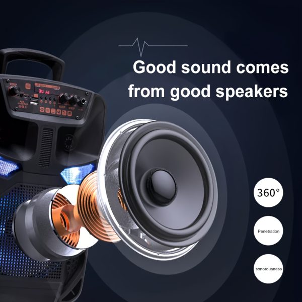 4000w stereo high power speaker with microphone, subwoofer stereo speaker, powerful speaker suitable for outdoor family gatherings and travel