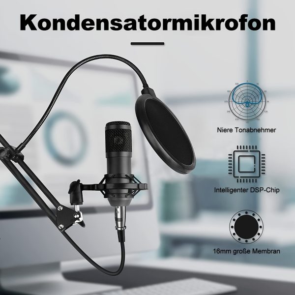 podcast equipment bundle, wired microphone, audio interface with dj mixer sound mixer microphone perfect recording for pc/laptop/smartphone
