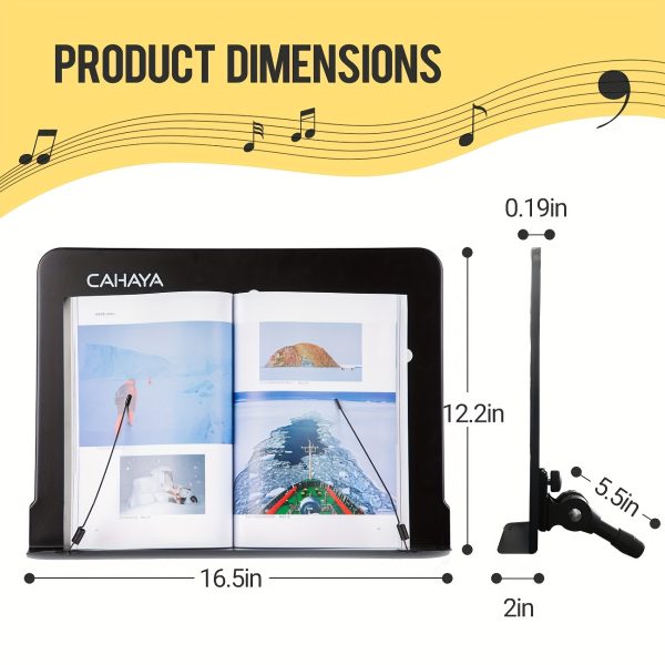 versatile black metal music stand adjustable, portable & foldable for sheet music, cookbooks, tablets & more includes carrying bag, table, smartphone book document holder, lightweight material, christmas and black friday