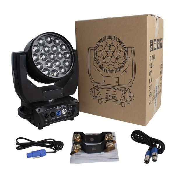 led 19x15w rgbw beam+wash zoom moving head light dmx 16/24 ch dj disco party church tv studio stage effect equipment