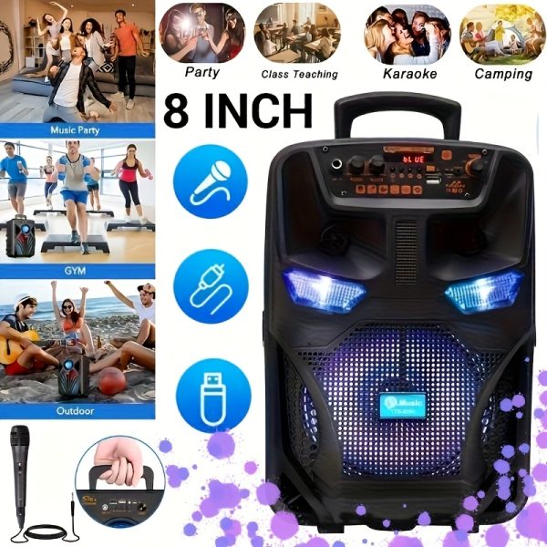 4000w stereo high power speaker with microphone, subwoofer stereo speaker, powerful speaker suitable for outdoor family gatherings and travel