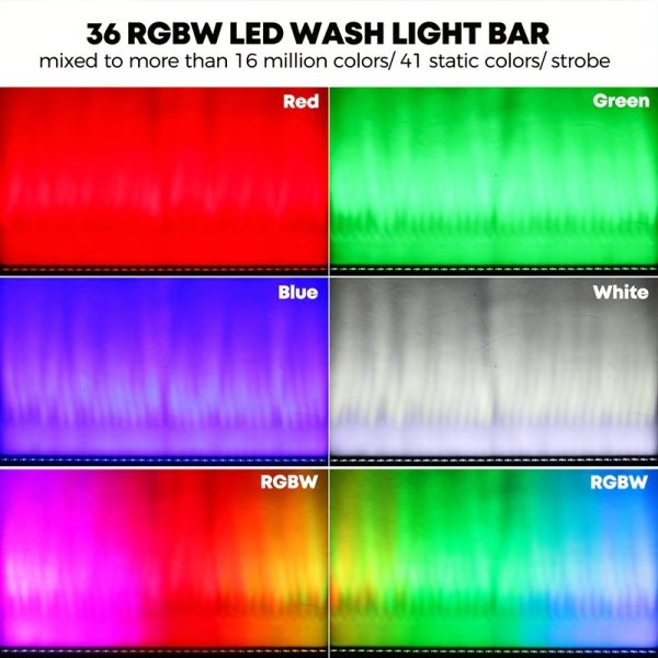 led stage wash lights, 120w 40 inch stage light strip, spectrum wash 36 rgbw led dj light strip with detachable lid, dmx controlled voice activated upper light for club wedding party dj stage lights