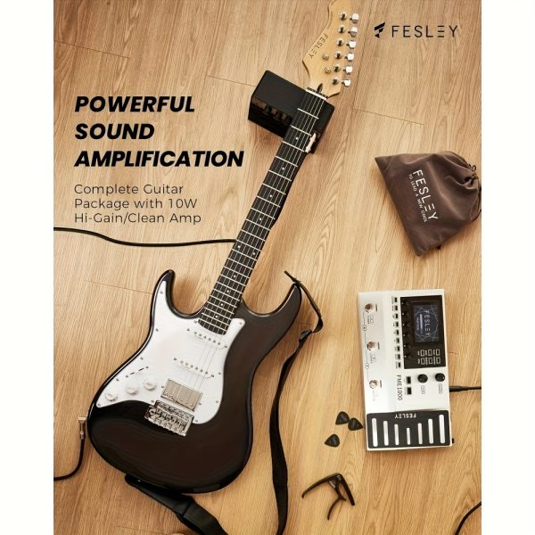 left handed electric guitar: 39" full size beginner electric guitar kit, hss pickup, solid body guitar starter set with amplifier, bag, strap, string, cable