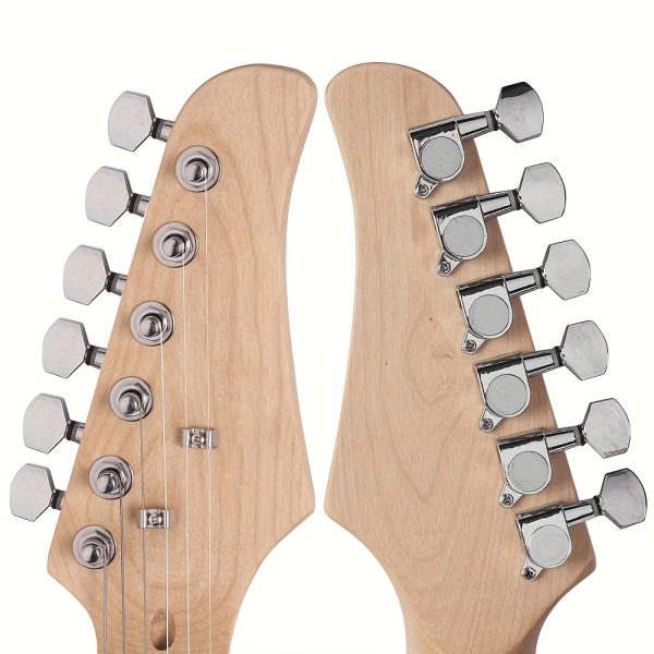white electric guitar kit with s s s pickups, rosewood fretboard, comes with accessory bag, strap, connecting cable, gig bag, rocker. perfect for beginners and guitarists. perfect gift for easter, thanksgiving, christmas, belonging to guitarists.