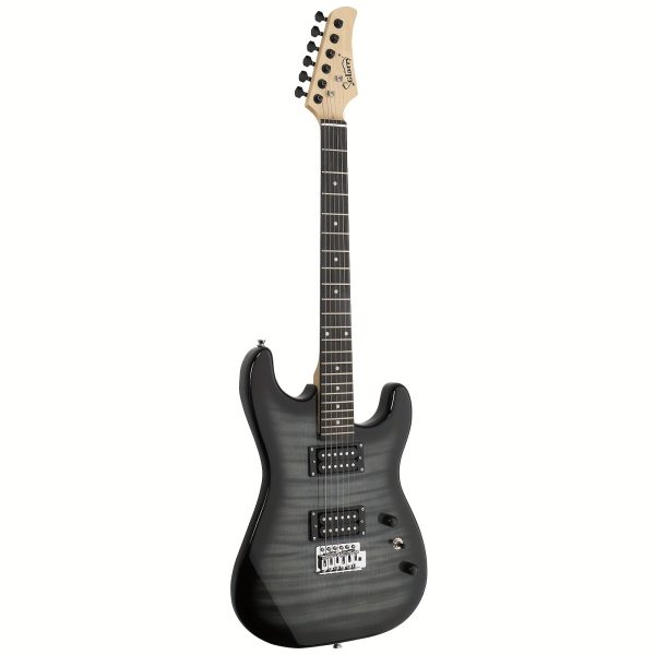 tiger stripe electric guitar kit, h h pickups, 24 grids, includes bag, strap, plectrum, crank, connecting cables, tools, perfect for beginners & guitarists. perfect gift for easter, thanksgiving, christmas, belong to guitarists, mixed colors