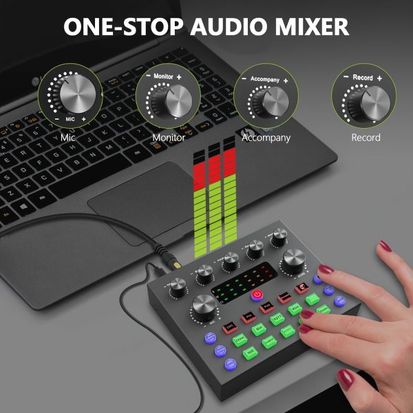 podcast equipment bundle, wired microphone, audio interface with dj mixer sound mixer microphone perfect recording for pc/laptop/smartphone