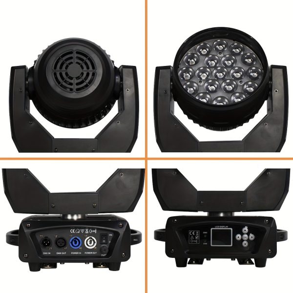 led 19x15w rgbw beam+wash zoom moving head light dmx 16/24 ch dj disco party church tv studio stage effect equipment