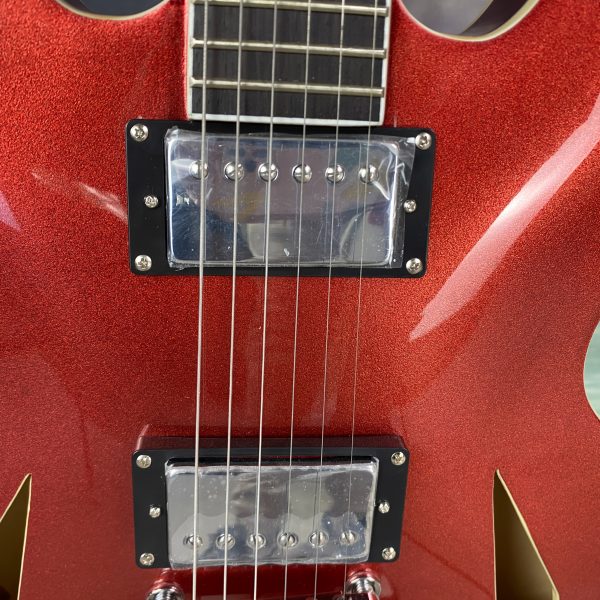 red electric guitar, semi hollow guitar, 22frets, hh pickup, chrome plated hardware, mahogany top, rosewood fingerboard, shipped from the united states, quality guaranteed