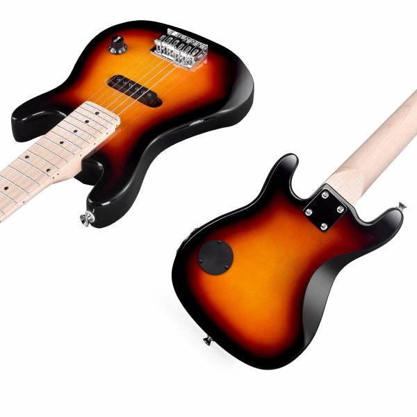 winzz tg e2 30 inch electric guitar package with amp, gig bag, picks, cable, strap, extra strings, solid wood body, glossy, small size