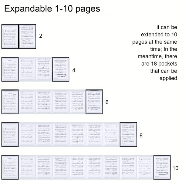 18 pocket a4 size sheet music organizer folder durable plastic, black, 10 page capacity for writing, drawing & file storage, perfect for musicians and artists, music lover gift