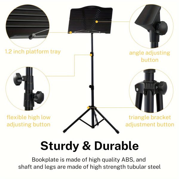 donner sheet music stand with light, dms 1 portable metal music stand, tabletop music book stand for guitar, ukulele, violin players