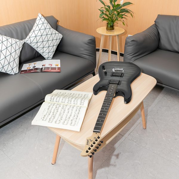 tiger stripe electric guitar kit, h h pickups, 24 grids, includes bag, strap, plectrum, crank, connecting cables, tools, perfect for beginners & guitarists. perfect gift for easter, thanksgiving, christmas, belong to guitarists, mixed colors