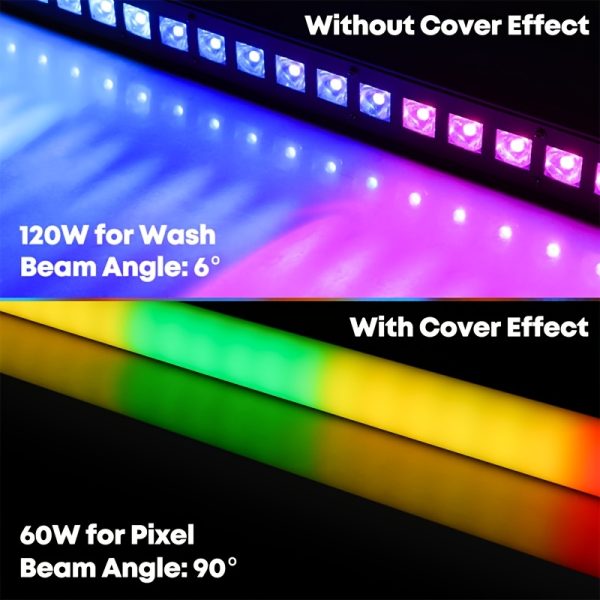 led stage wash lights, 120w 40 inch stage light strip, spectrum wash 36 rgbw led dj light strip with detachable lid, dmx controlled voice activated upper light for club wedding party dj stage lights
