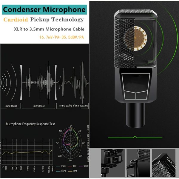 podcast equipment bundle for 2, wired microphone, k300 sound card with studio microphone, voice changer audio interface for music recording karaoke singing