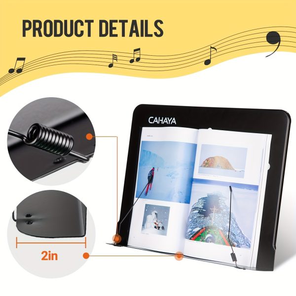 versatile black metal music stand adjustable, portable & foldable for sheet music, cookbooks, tablets & more includes carrying bag, table, smartphone book document holder, lightweight material, christmas and black friday