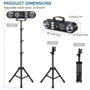 dj lights with stand, 5in 1 party bar light set with rotating ball/strobe/uv/colorful led par & pattern effect, sound activated dj lighting system for disco stage gig wedding
