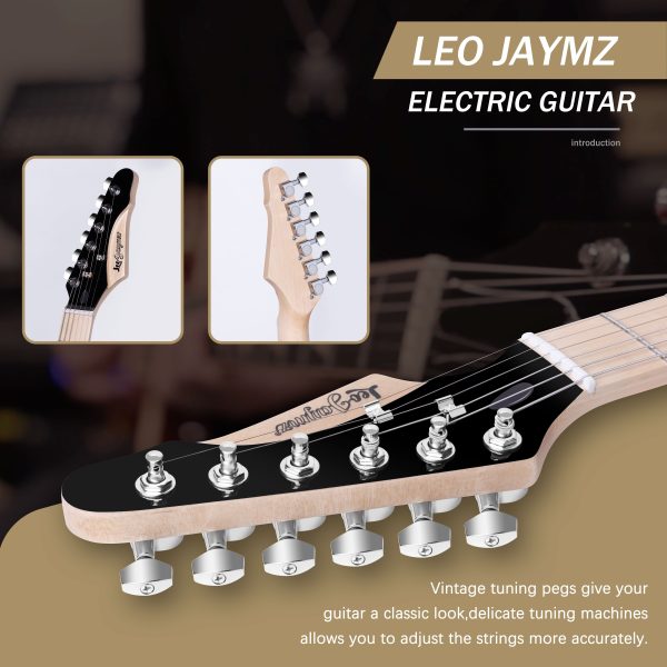 leo jaymz 39 inch full size electric guitar kit electric guitar beginner kits 20w amplifier, digital tuner, carring bag, shoulder strap, connecting cable