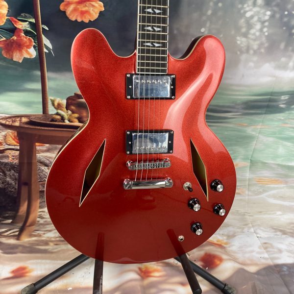red electric guitar, semi hollow guitar, 22frets, hh pickup, chrome plated hardware, mahogany top, rosewood fingerboard, shipped from the united states, quality guaranteed