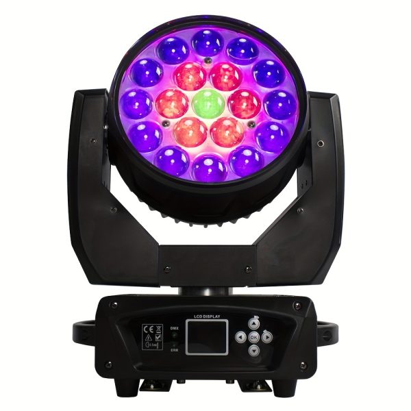 led 19x15w rgbw beam+wash zoom moving head light dmx 16/24 ch dj disco party church tv studio stage effect equipment