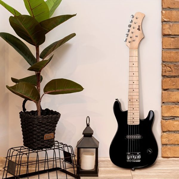 winzz tg e2 30 inch electric guitar package with amp, gig bag, picks, cable, strap, extra strings, solid wood body, glossy, small size