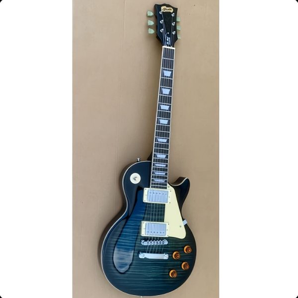 electric guitar with carbon tassel detail black & teal hybrid design, 22 frets, f hole details, & rosewood neckboard room electrical hardwired, 36v or below, electric guitar