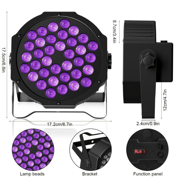 4pcs 36w uv blacklight 36 leds par stage lighting with 1 remote controller for disco party club ktv wedding par lights
