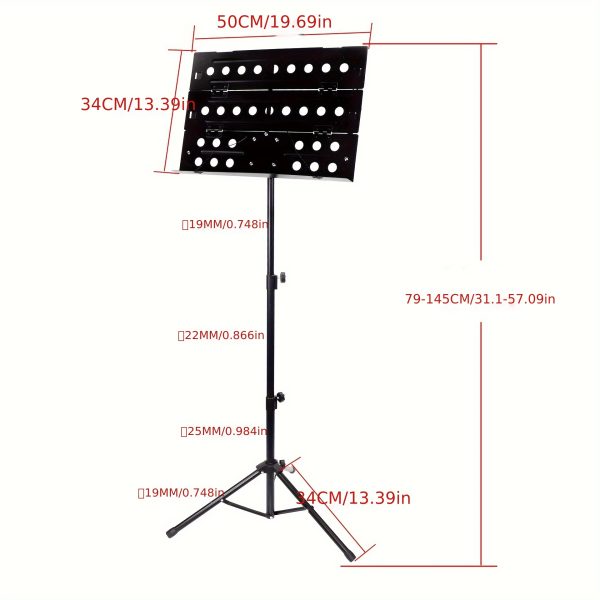 portable alloy folding music stand kit adjustable height & angle, includes carrying bag & clipboard ideal for violin, guitar players, bands, performances