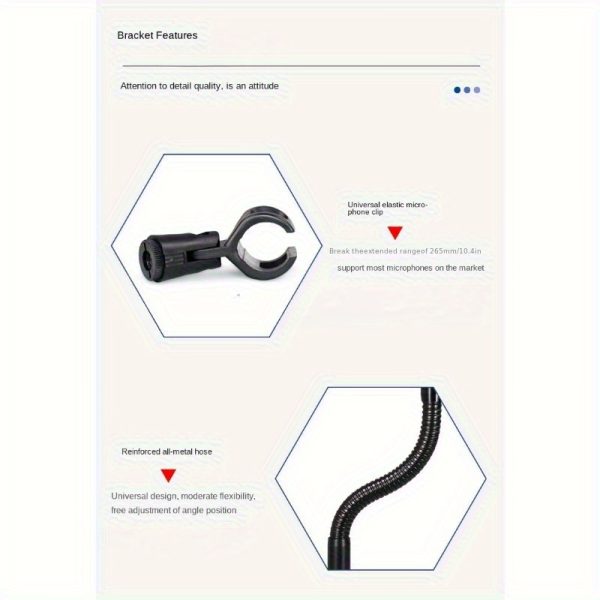 adjustable gooseneck microphone stand, alloy desktop mic holder, stable disc base, flexible tube telescopic, uncharged black