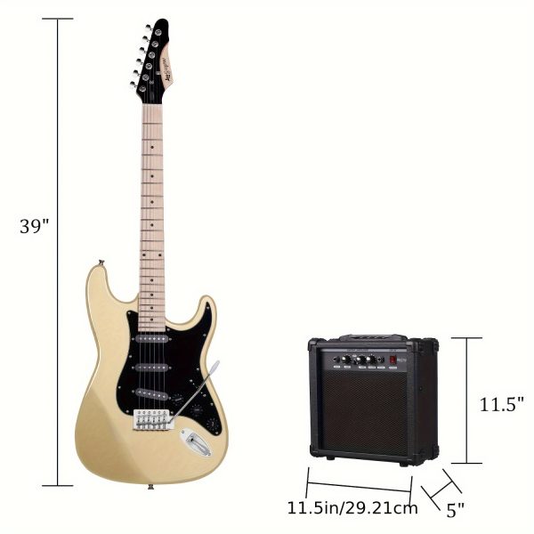 leo jaymz 39 inch full size electric guitar kit electric guitar beginner kits 20w amplifier, digital tuner, carring bag, shoulder strap, connecting cable
