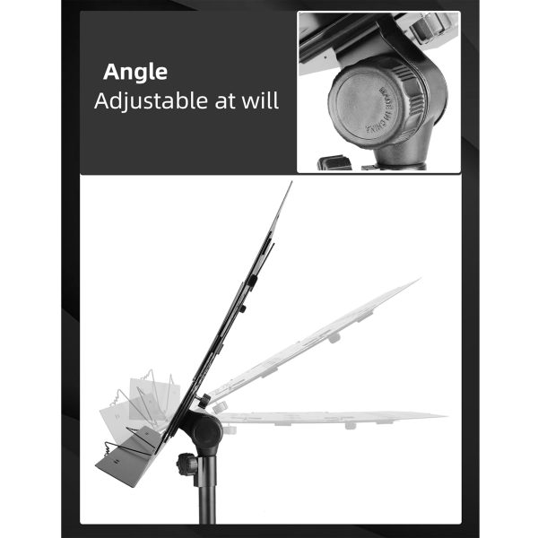 portable alloy folding music stand kit adjustable height & angle, includes carrying bag & clipboard ideal for violin, guitar players, bands, performances