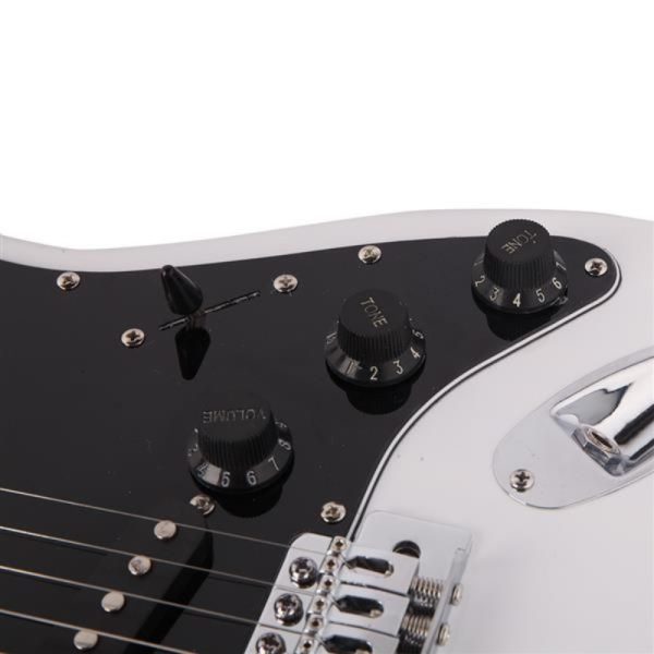 st electric guitar with black pickguard stylish white pickguard, black & white color options, durable lightweight design for professional & home studio use, studio guitar, sleek guitar, durable pickguard